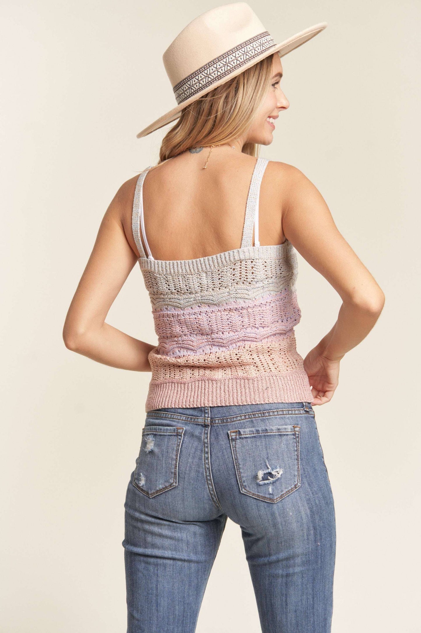 -MULTI COLOR LIGHTWEIGHT SWEATER TANK TOPMULTI