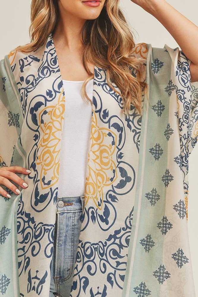 Bohemian Pattern Kimono: Blue