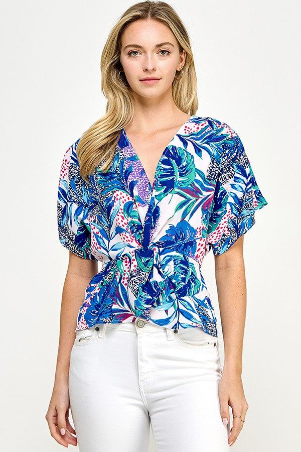 Blue Tropical Short Sleeve Dolman