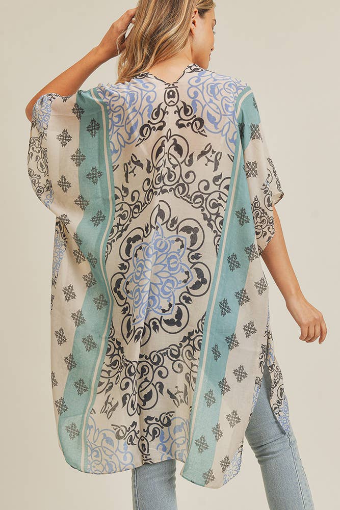 Bohemian Pattern Kimono: Blue