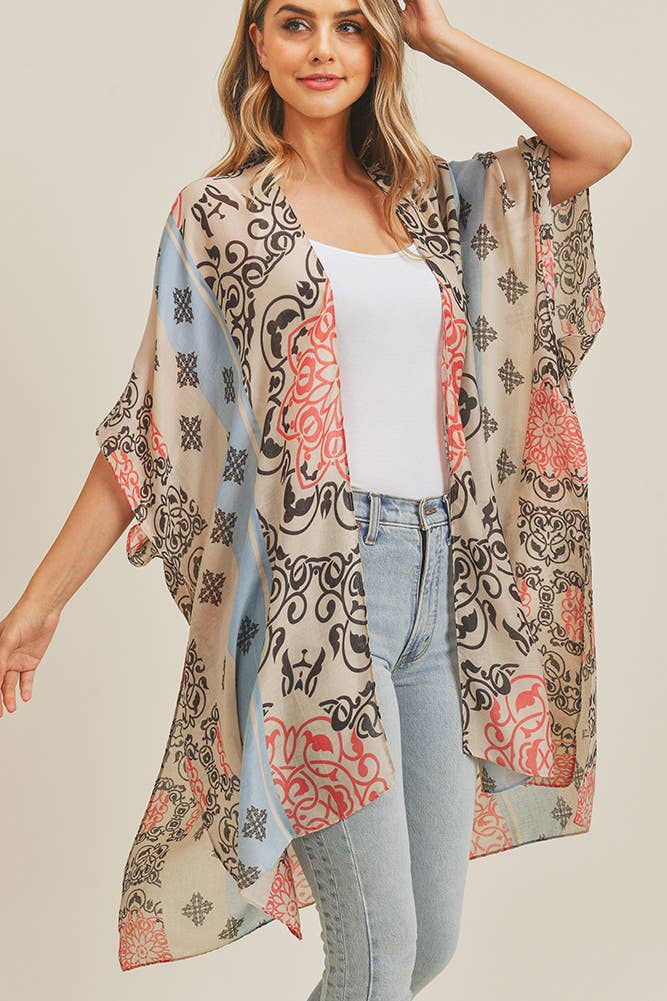 Bohemian Pattern Kimono: Blue