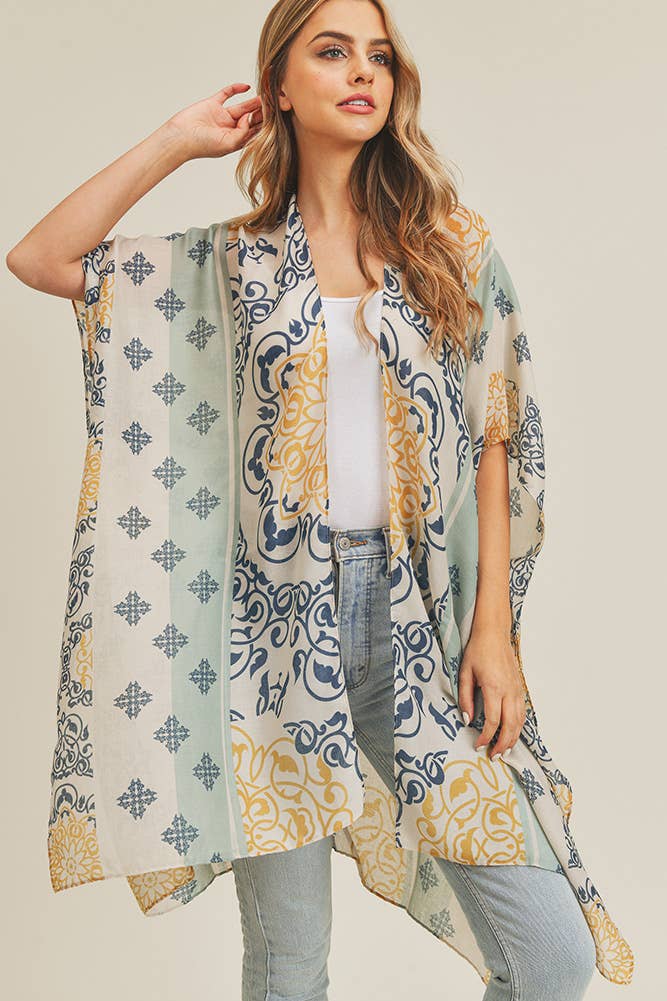 Bohemian Pattern Kimono: Blue