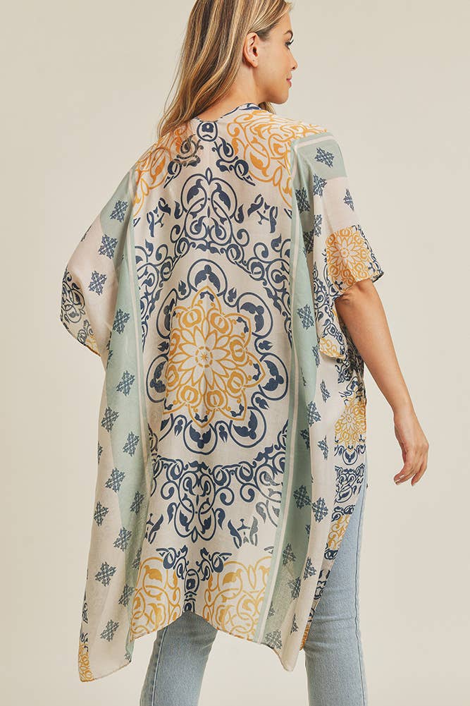 Bohemian Pattern Kimono: Blue
