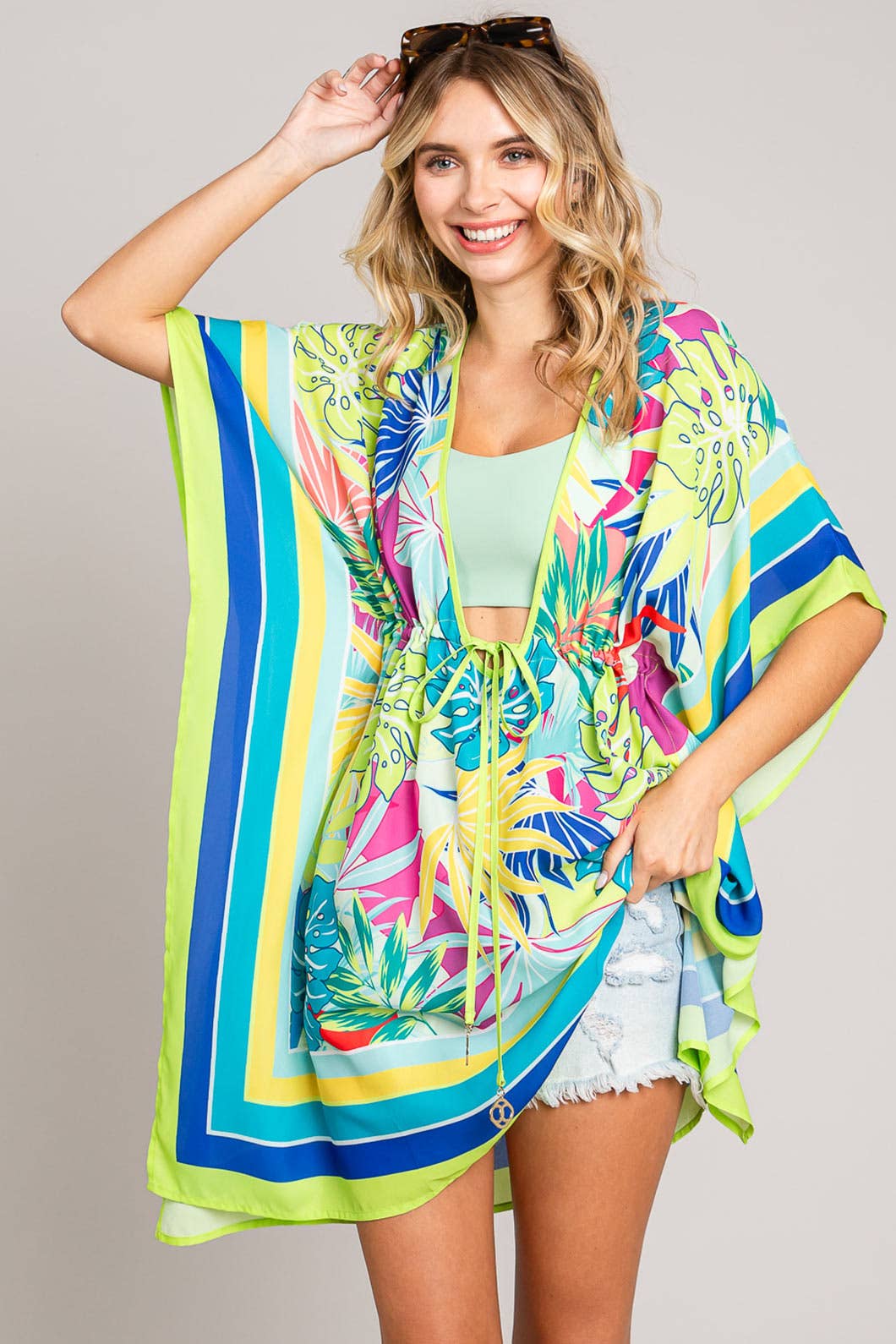 Women's Bright Colorway Floral Prints Coverup Top