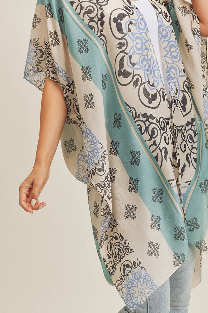 Bohemian Pattern Kimono: Blue
