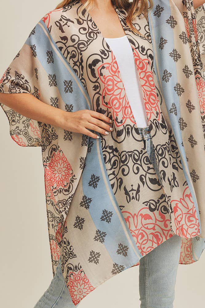 Bohemian Pattern Kimono: Blue