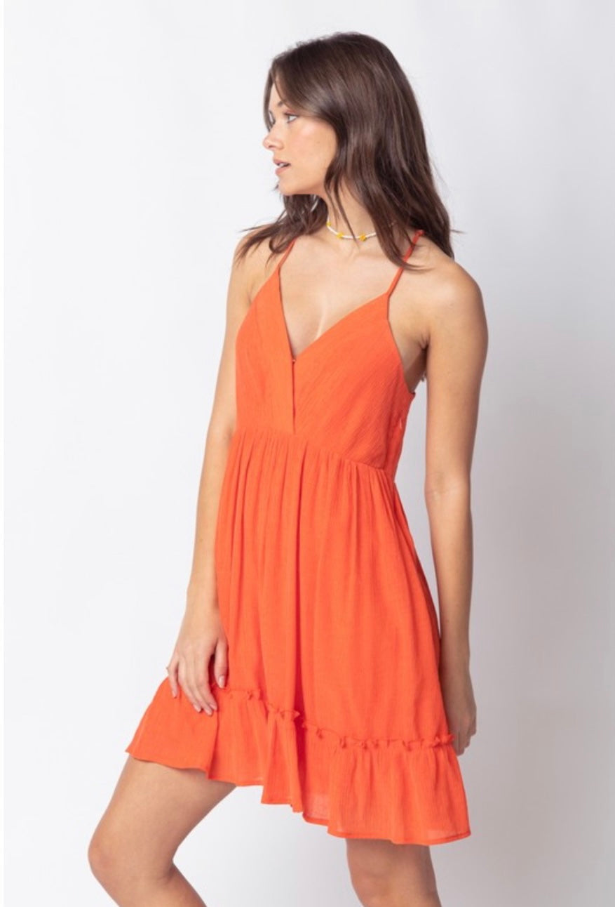 Orange Lattice Back Dress
