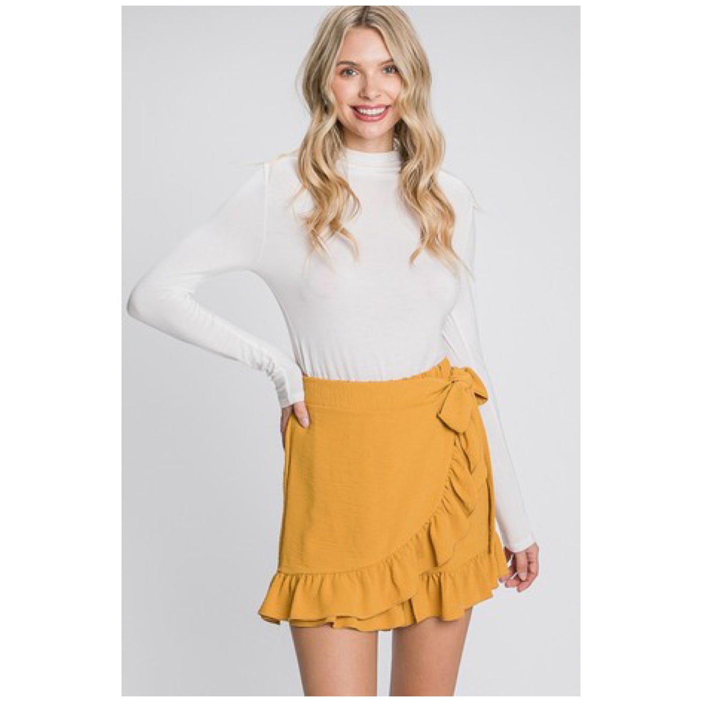 Yellow Ruffle Tie Skort