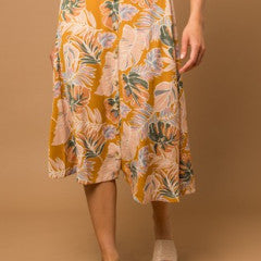 MUSTARD TROPICAL MIDI SKIRT