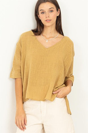 Mustard Short Sleeve VNECK