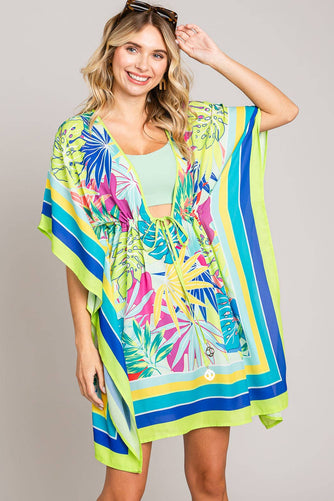 Women's Bright Colorway Floral Prints Coverup Top