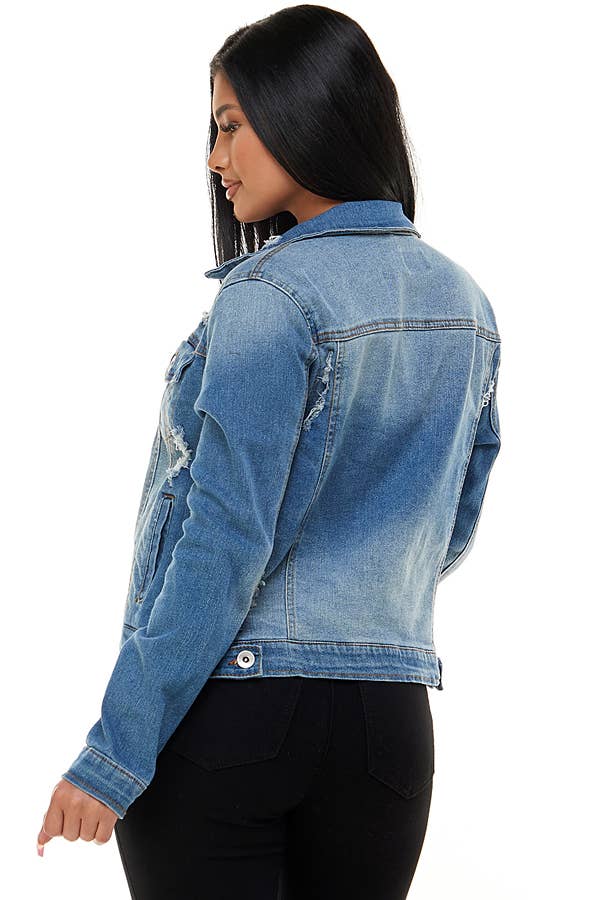 Destructed Stretch  Denim Jacket