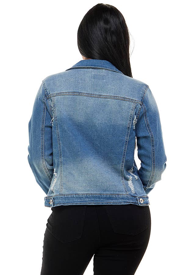 Destructed Stretch  Denim Jacket