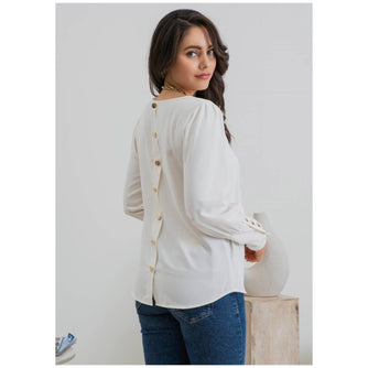 Ivory Back/Wrist Button Top