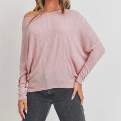 MAUVE OFF SHOULDER DOLMAN TOP